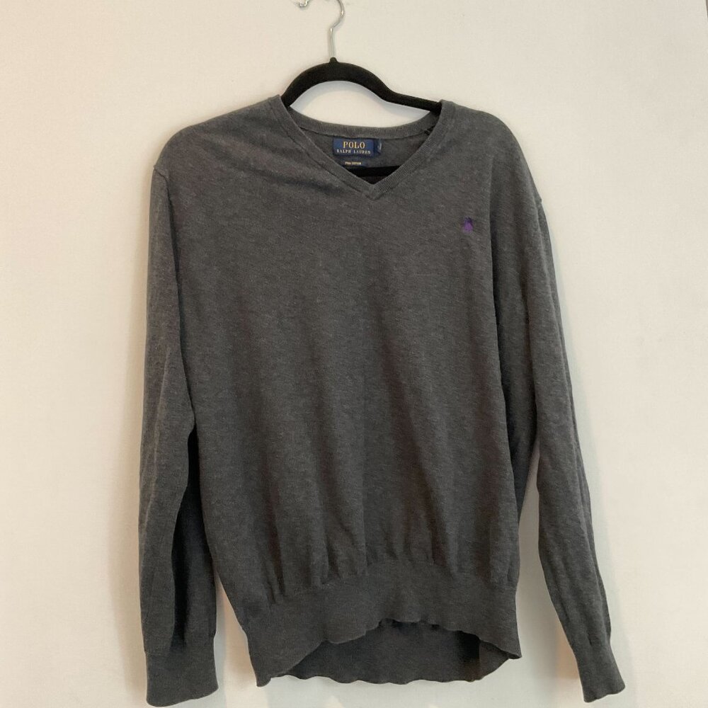 Polo Ralph Lauren Pima Cotton V-Neck Sweater - Gray